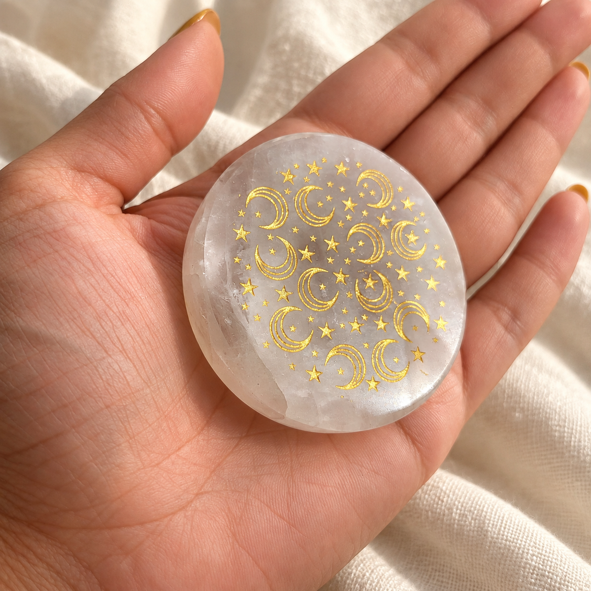 Disque en cristal de roche - Lunes et Etoiles