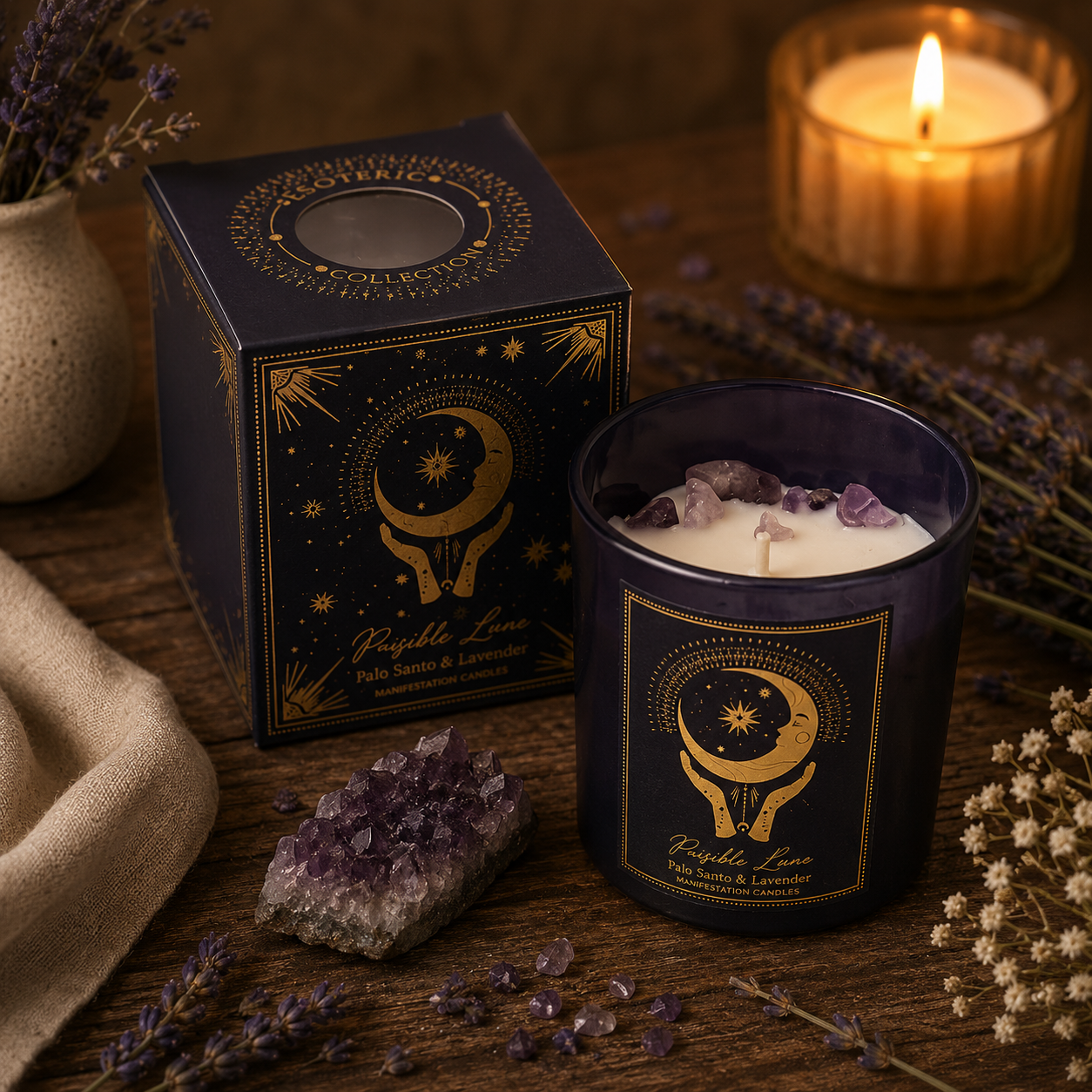 đ Bougie dâIntention « Lune Purifiante » â Palo Santo & Lavande