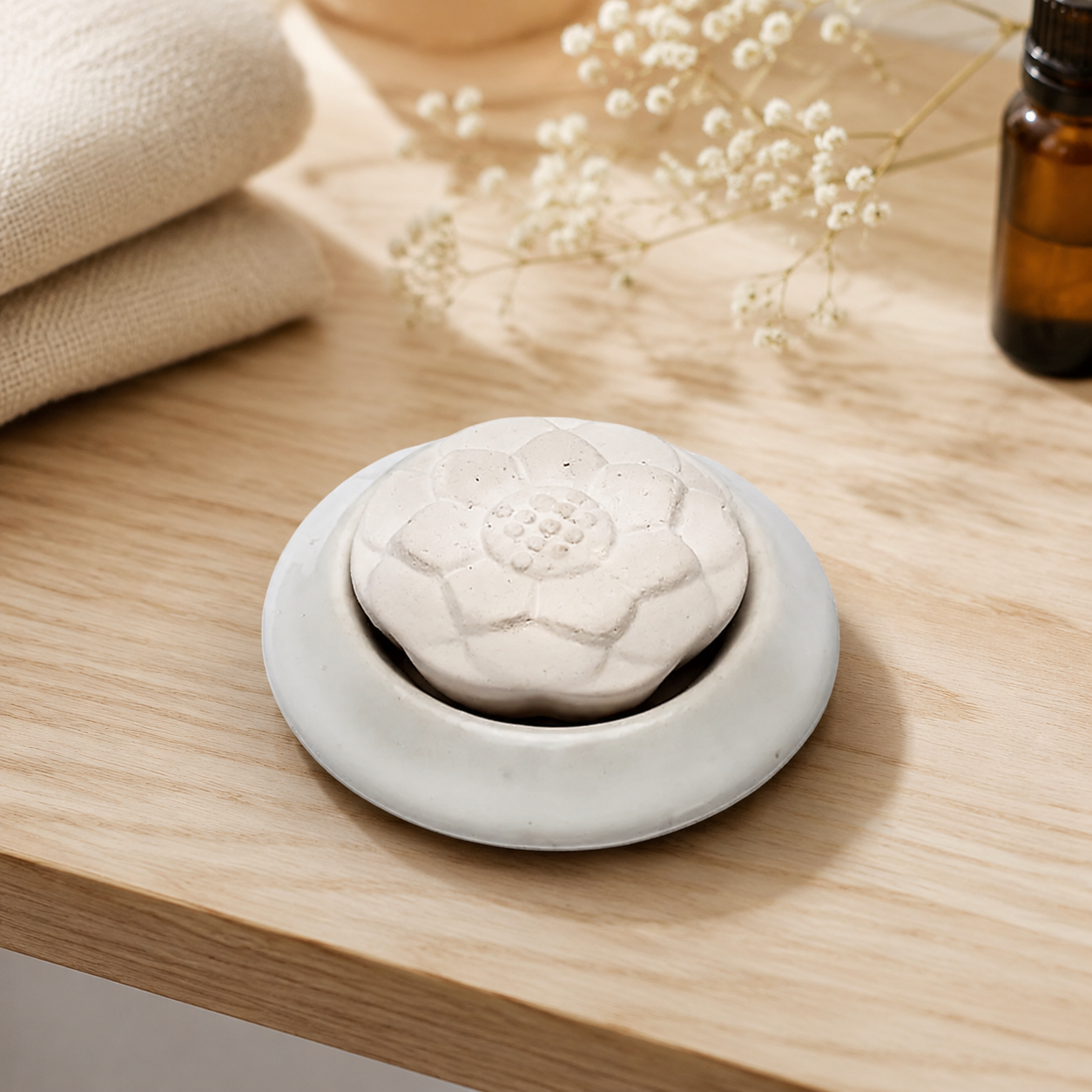 Diffuseur en pierre aromatique Fleur blanche