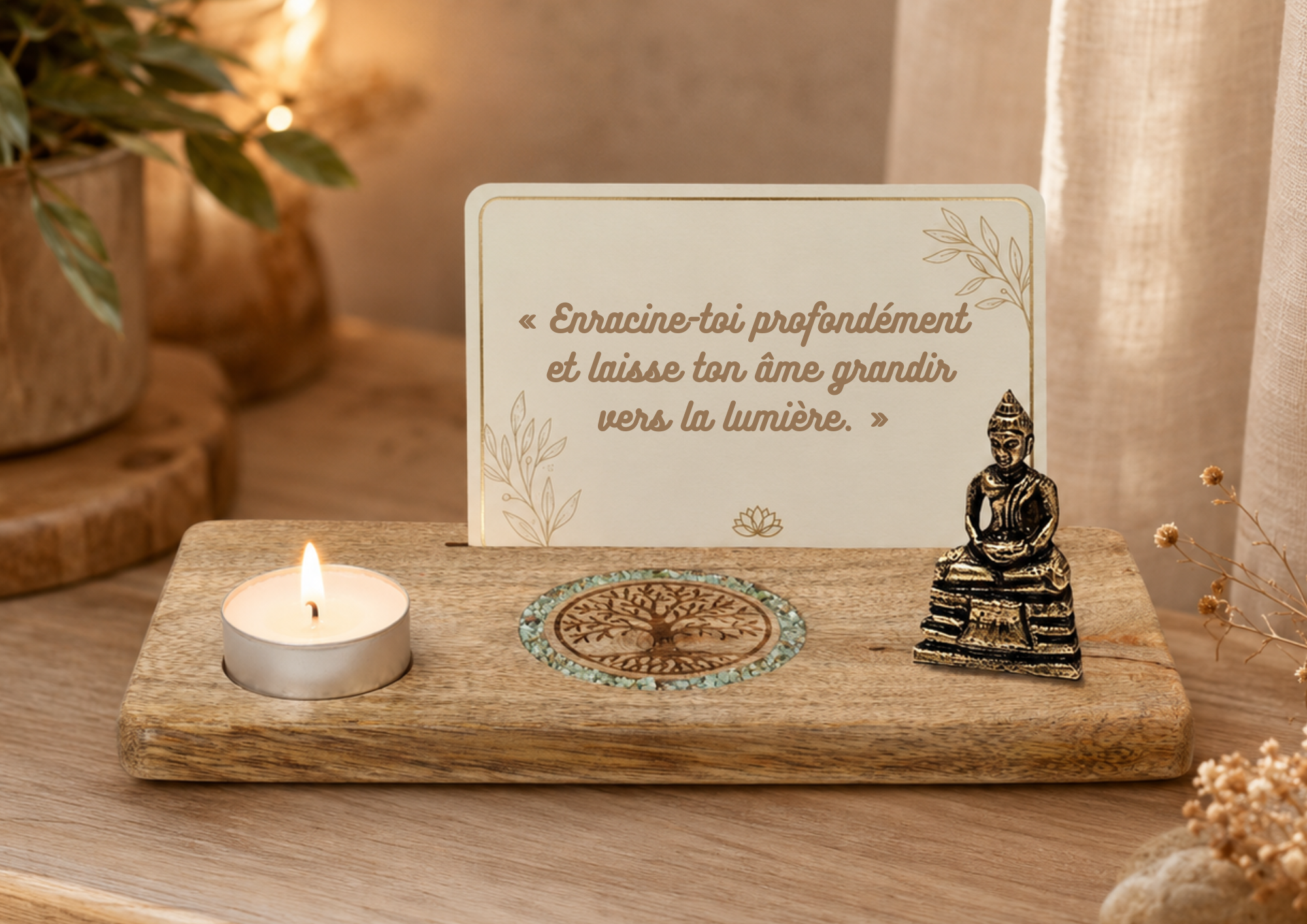 Porte-carte Arbre de vie et Amazonite