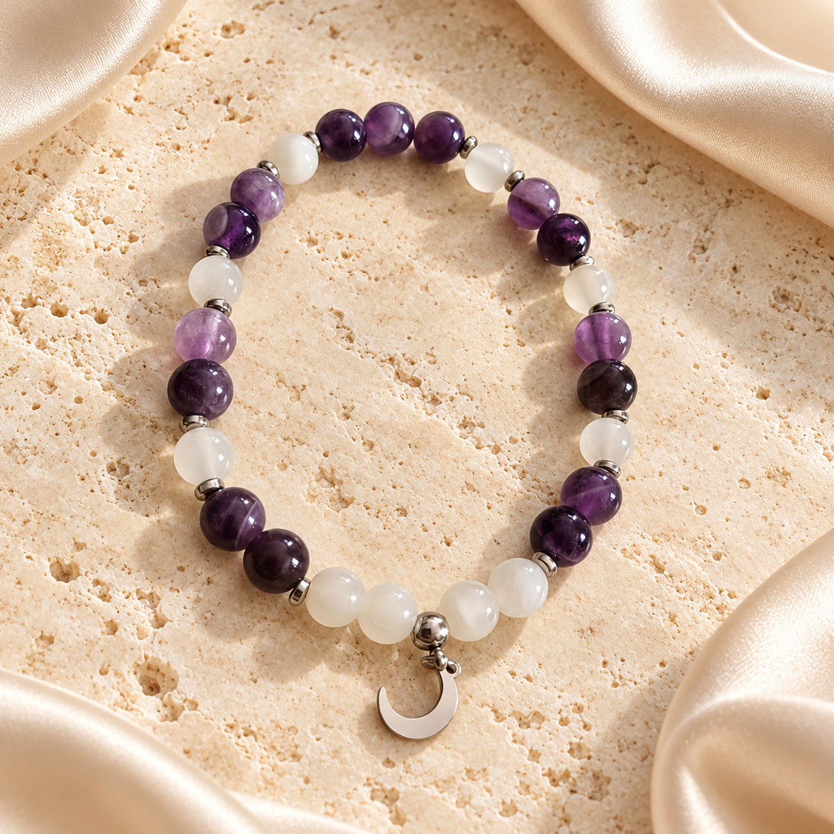 Bracelet Améthyste & Pierre de Lune