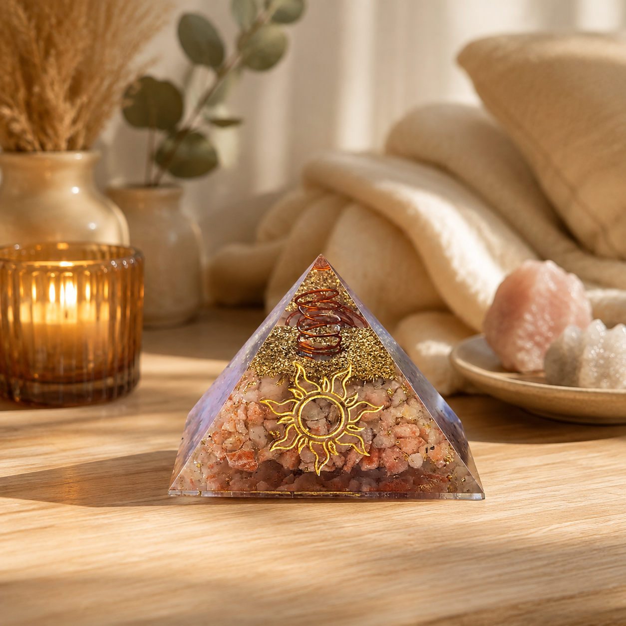 Pyramide d’orgonite - Pierre de Soleil