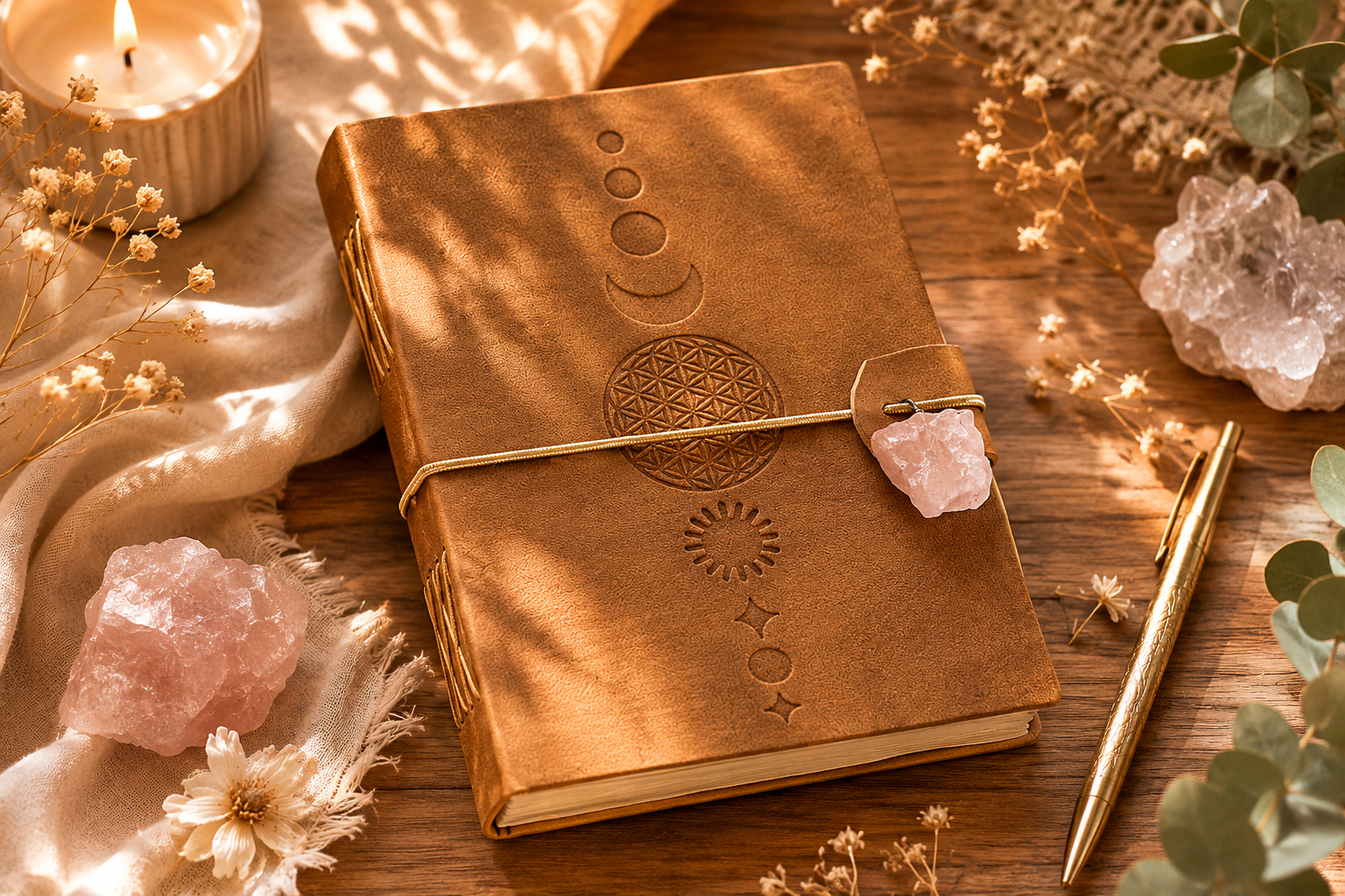 Carnet Fleur de Vie & Quartz Rose 💗
