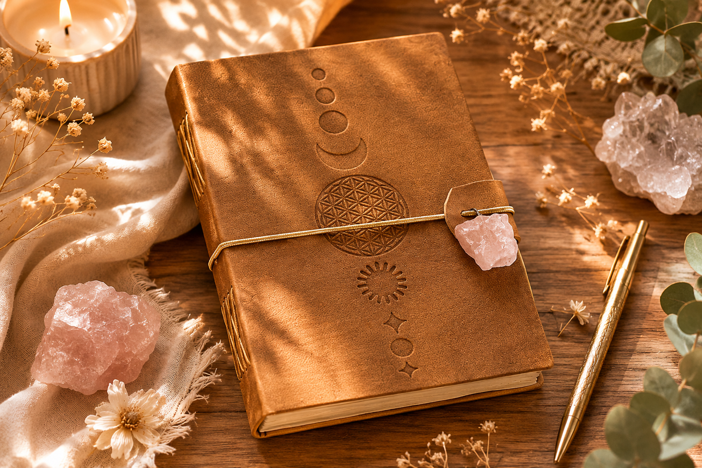 Carnet Fleur de Vie & Quartz Rose 💗