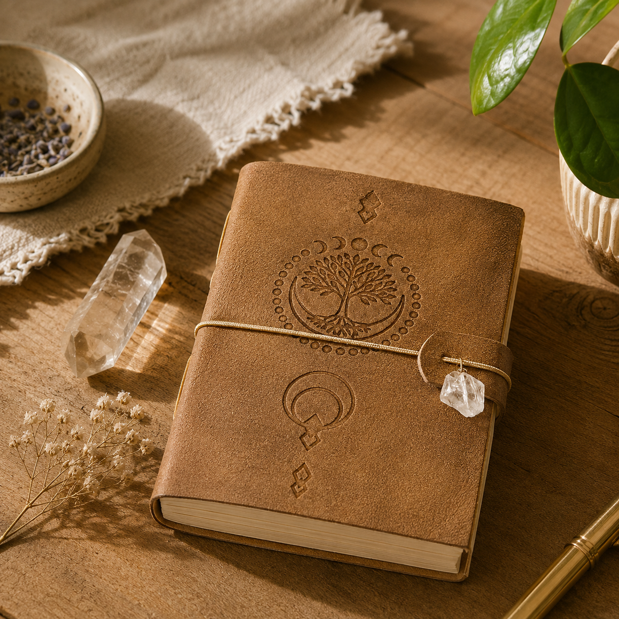 Carnet Arbre de Vie & Cristal de Roche 🤍