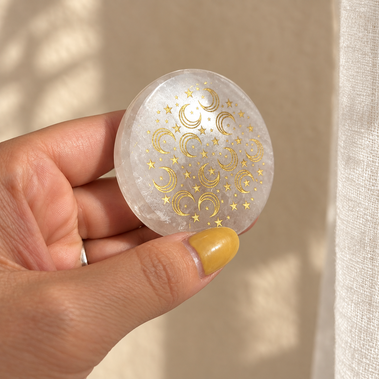 Disque en cristal de roche - Lunes et Etoiles